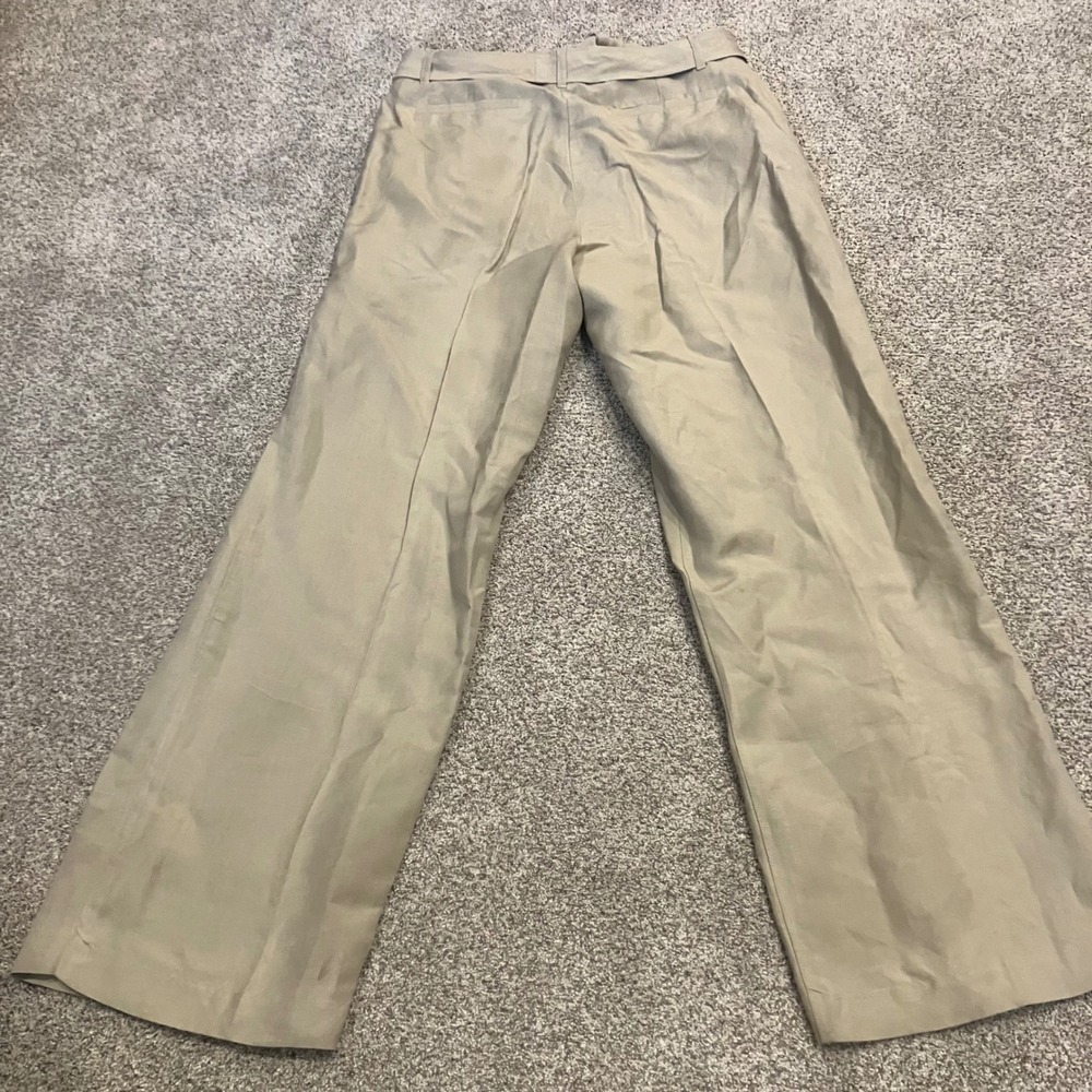 East 5th Womens 8 Tan Linen Rayon Blend Wide Leg Tie Waist Dress Pants Safari - Picture 2 of 9